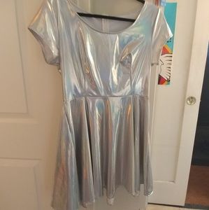 Holographic skater dress